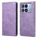 For Redmi K70 Ultra Business Solid Color Magnetic RFID Leather Phone Case(Purple)