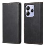 For Redmi Note 14 4G 163.25mm Global Business Solid Color Magnetic RFID Leather Phone Case(Black)