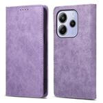 For Redmi Note 14 4G 163.25mm Global Business Solid Color Magnetic RFID Leather Phone Case(Purple)