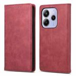 For Redmi Note 14 4G 164.84mm Business Solid Color Magnetic RFID Leather Phone Case(Red)