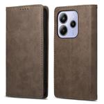For Redmi Note 14 4G 164.84mm Business Solid Color Magnetic RFID Leather Phone Case(Brown)