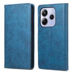 For Redmi Note 14 4G 164.84mm Business Solid Color Magnetic RFID Leather Phone Case(Blue)