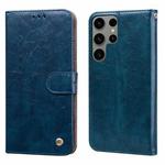 ForSamsung Galaxy S24 Ultra Oil Wax Texture Shockproof Flip Leather Phone Case(Blue)