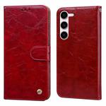 For Samsung Galaxy S24 Oil Wax Texture Shockproof Flip Leather Phone Case(Red)