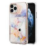 For iPhone 11 Pro Max Marble Pattern IMD Card Slot Phone Case(Galaxy Marble White)