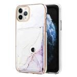 For iPhone 11 Pro Max Marble Pattern IMD Card Slot Phone Case(White Purple)