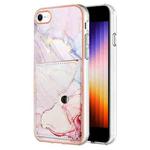 For iPhone SE 2022 / SE 2020 / 8 / 7 Marble Pattern IMD Card Slot Phone Case(Rose Gold)