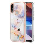 For Motorola Moto E7 Power / E7i Power Marble Pattern IMD Card Slot Phone Case(Galaxy Marble White)