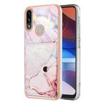 For Motorola Moto E7 Power / E7i Power Marble Pattern IMD Card Slot Phone Case(Rose Gold)