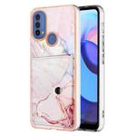 For Motorola Moto E20 / E30 / E40 Marble Pattern IMD Card Slot Phone Case(Rose Gold)