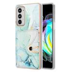 For Motorola Edge 20 Marble Pattern IMD Card Slot Phone Case(Green)