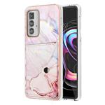 For Motorola Edge 20 Pro Marble Pattern IMD Card Slot Phone Case(Rose Gold)