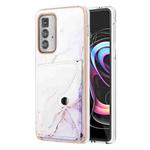 For Motorola Edge 20 Pro Marble Pattern IMD Card Slot Phone Case(White Purple)