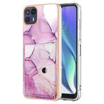 For Motorola Moto G50 5G Marble Pattern IMD Card Slot Phone Case(Pink Purple Gold)