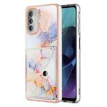 For Motorola Moto G51 5G Marble Pattern IMD Card Slot Phone Case(Galaxy Marble White)