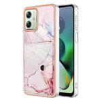 For Motorola Moto G54 Marble Pattern IMD Card Slot Phone Case(Rose Gold)