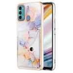 For Motorola Moto G60 / G40 Fusion Marble Pattern IMD Card Slot Phone Case(Galaxy Marble White)