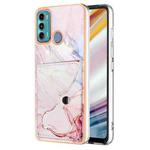 For Motorola Moto G60 / G40 Fusion Marble Pattern IMD Card Slot Phone Case(Rose Gold)