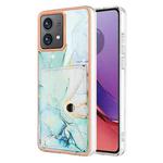 For Motorola Moto G84 Marble Pattern IMD Card Slot Phone Case(Green)