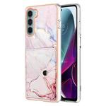 For Motorola Moto G200 Marble Pattern IMD Card Slot Phone Case(Rose Gold)