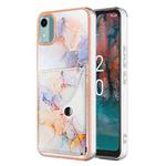 For Nokia C12 Marble Pattern IMD Card Slot Phone Case(Galaxy Marble White)