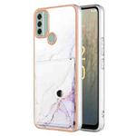 For Nokia C31 Marble Pattern IMD Card Slot Phone Case(White Purple)