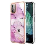 For Nokia G21 / G11 Marble Pattern IMD Card Slot Phone Case(Pink Purple Gold)