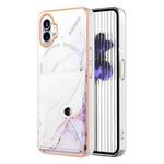 For Nothing Phone 1 Marble Pattern IMD Card Slot Phone Case(White Purple)