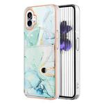 For Nothing Phone 1 Marble Pattern IMD Card Slot Phone Case(Green)