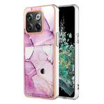 For OnePlus 10T 5G / Ace Pro Marble Pattern IMD Card Slot Phone Case(Pink Purple Gold)
