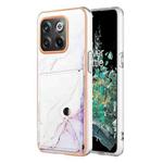 For OnePlus 10T 5G / Ace Pro Marble Pattern IMD Card Slot Phone Case(White Purple)