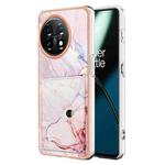 For OnePlus 11 Marble Pattern IMD Card Slot Phone Case(Rose Gold)