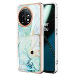 For OnePlus 11 Marble Pattern IMD Card Slot Phone Case(Green)