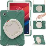 For Lenovo Tab M11 /Xiaomi Pad 11 2024 Silicone Hybrid PC Tablet Case with Holder & Shoulder Strap(Emerald Green)