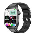ET580 2.04 inch AMOLED Screen Sports Smart Watch Support Bluethooth Call /  ECG Function(Black Leather Band)