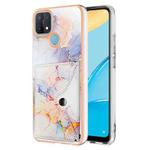For OPPO A15 / A15S Marble Pattern IMD Card Slot Phone Case(Galaxy Marble White)