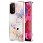 For OPPO A74 5G / A93 5G / A54 5G / A93s 5G Marble Pattern IMD Card Slot Phone Case(Galaxy Marble White)