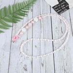 Two-color Beads Long Chain Crossbody Mobile Phone Lanyard(Pink White)