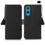 For OnePlus CE4 Lite Side-Magnetic TJ Genuine Leather RFID Phone Case(Black)