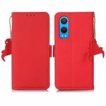 For OnePlus CE4 Lite Side-Magnetic TJ Genuine Leather RFID Phone Case(Red)