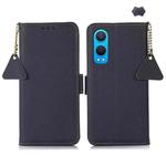 For OnePlus CE4 Lite Side-Magnetic TJ Genuine Leather RFID Phone Case(Blue)