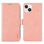 For iPhone 15 Plus ABEEL Frosted Magnetic RFID Leather Phone Case(Pink)
