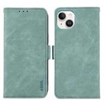 For iPhone 15 ABEEL Frosted Magnetic RFID Leather Phone Case(Cyan)