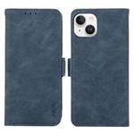 For iPhone 14 Plus ABEEL Frosted Magnetic RFID Leather Phone Case(Blue)