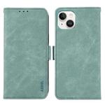 For iPhone 14 Plus ABEEL Frosted Magnetic RFID Leather Phone Case(Cyan)