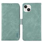 For iPhone 14 ABEEL Frosted Magnetic RFID Leather Phone Case(Cyan)