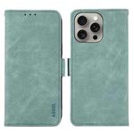 For iPhone 14 Pro ABEEL Frosted Magnetic RFID Leather Phone Case(Cyan)