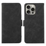 For iPhone 14 Pro Max ABEEL Frosted Magnetic RFID Leather Phone Case(Black)