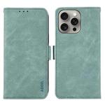 For iPhone 13 Pro Max ABEEL Frosted Magnetic RFID Leather Phone Case(Cyan)