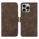 For iPhone 13 Pro ABEEL Frosted Magnetic RFID Leather Phone Case(Brown)